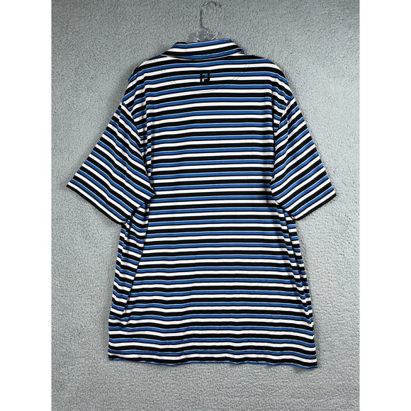 Footjoy Men's Black Blue White Stripe Golf Polo Shirt Size XL - Picture 2 of 9